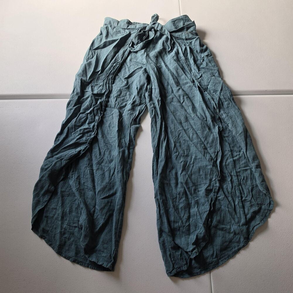 Patagonia Pants Womens Small Blue Chambray Wide Leg Paperbag Crop Casual Travel